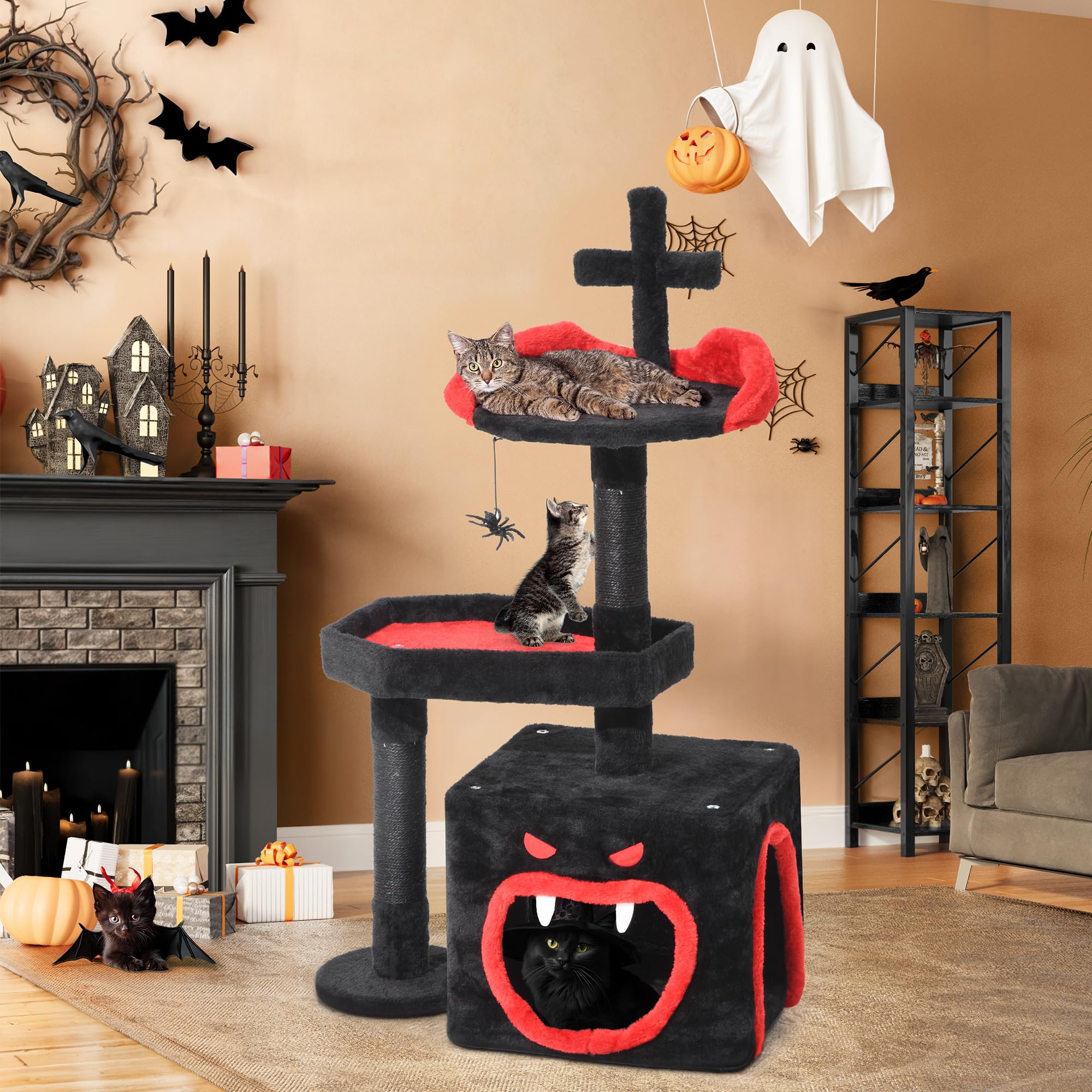 Gothic Cat Tree with Coffin Bed