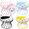 Cat Feeder 4 Pcs Elevated Ceramic Cat Bowls