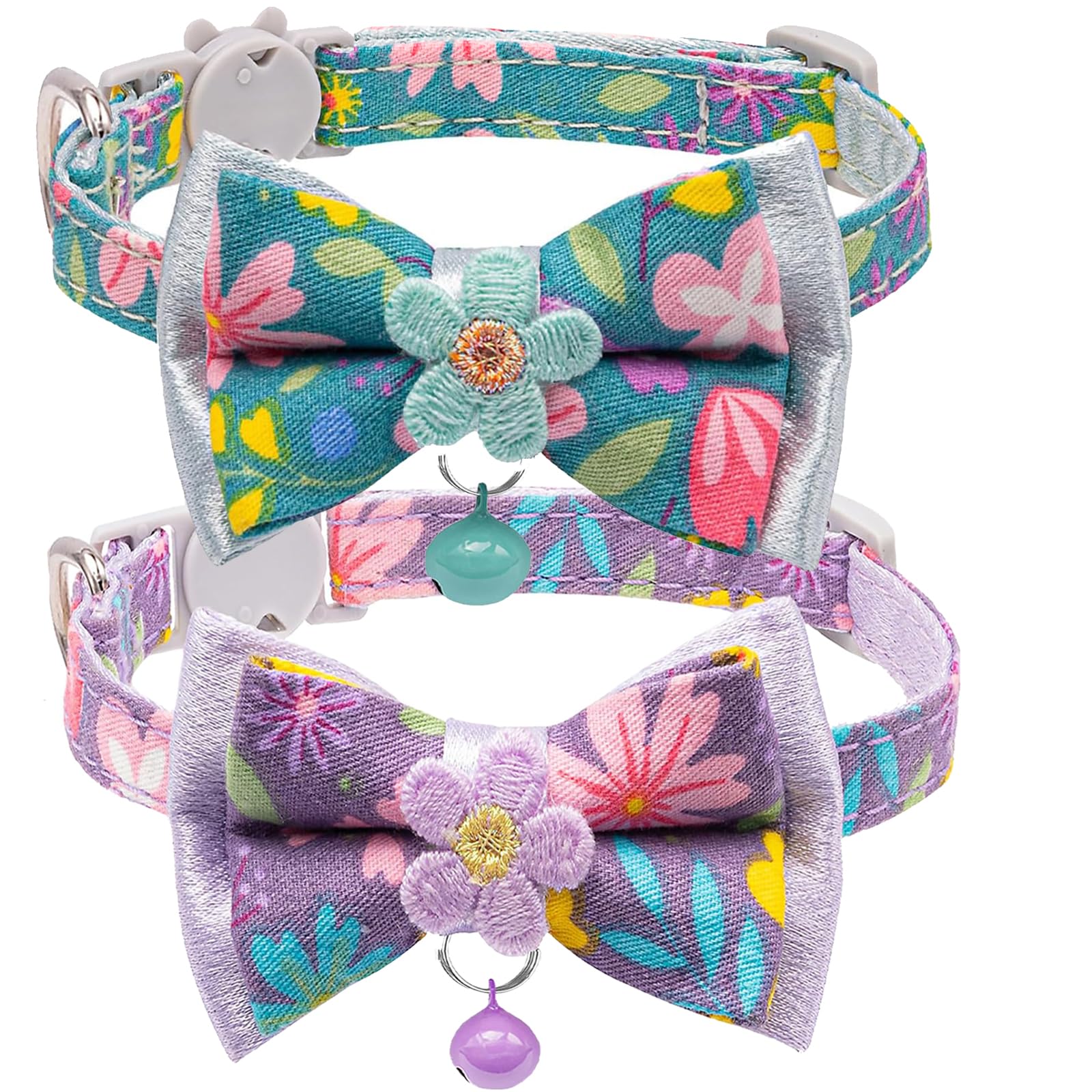 Floral Bow Collar with Bell Removable