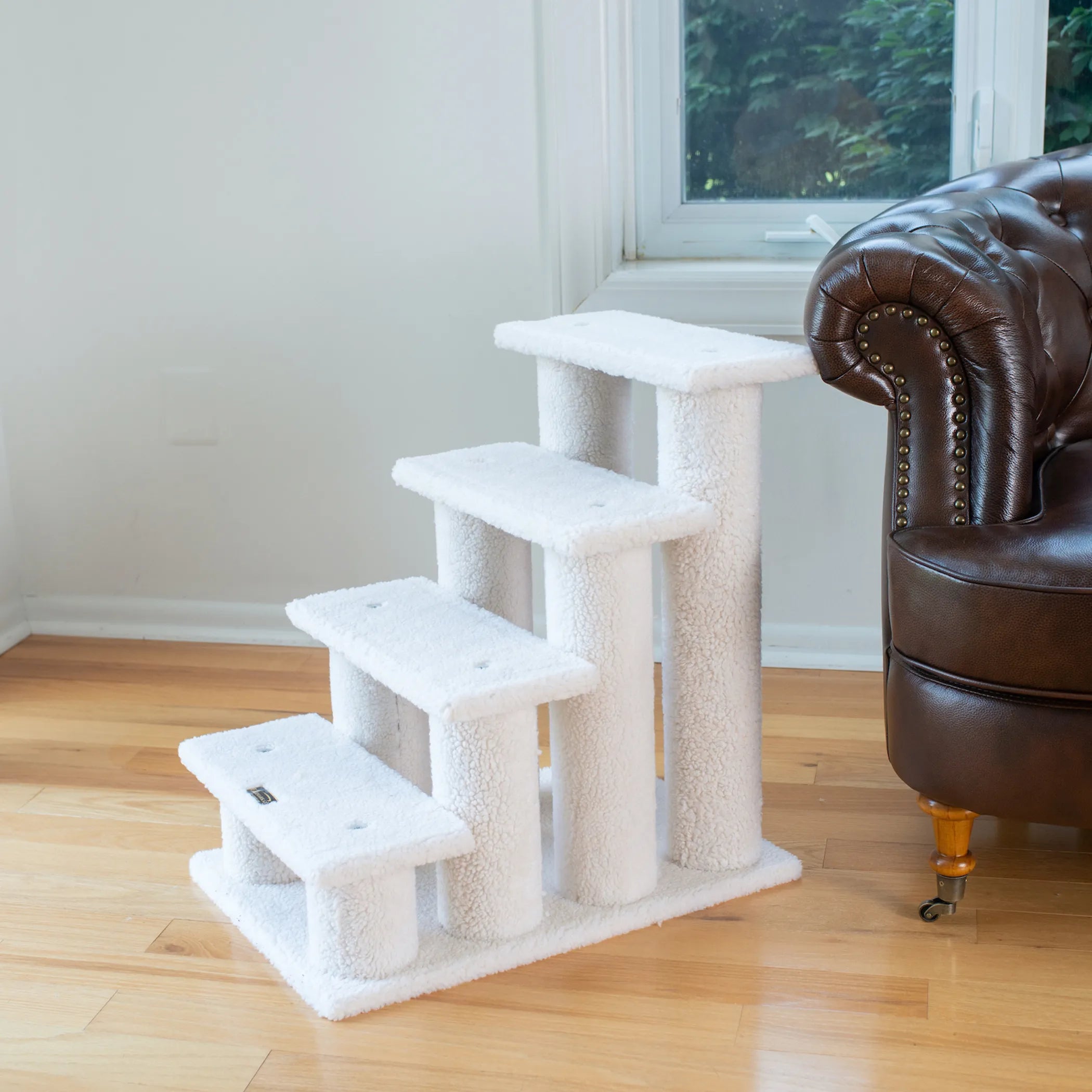 Real Wood 4 Steps Ramp For Dogs, Cats, Cat Step Stairs Ramp