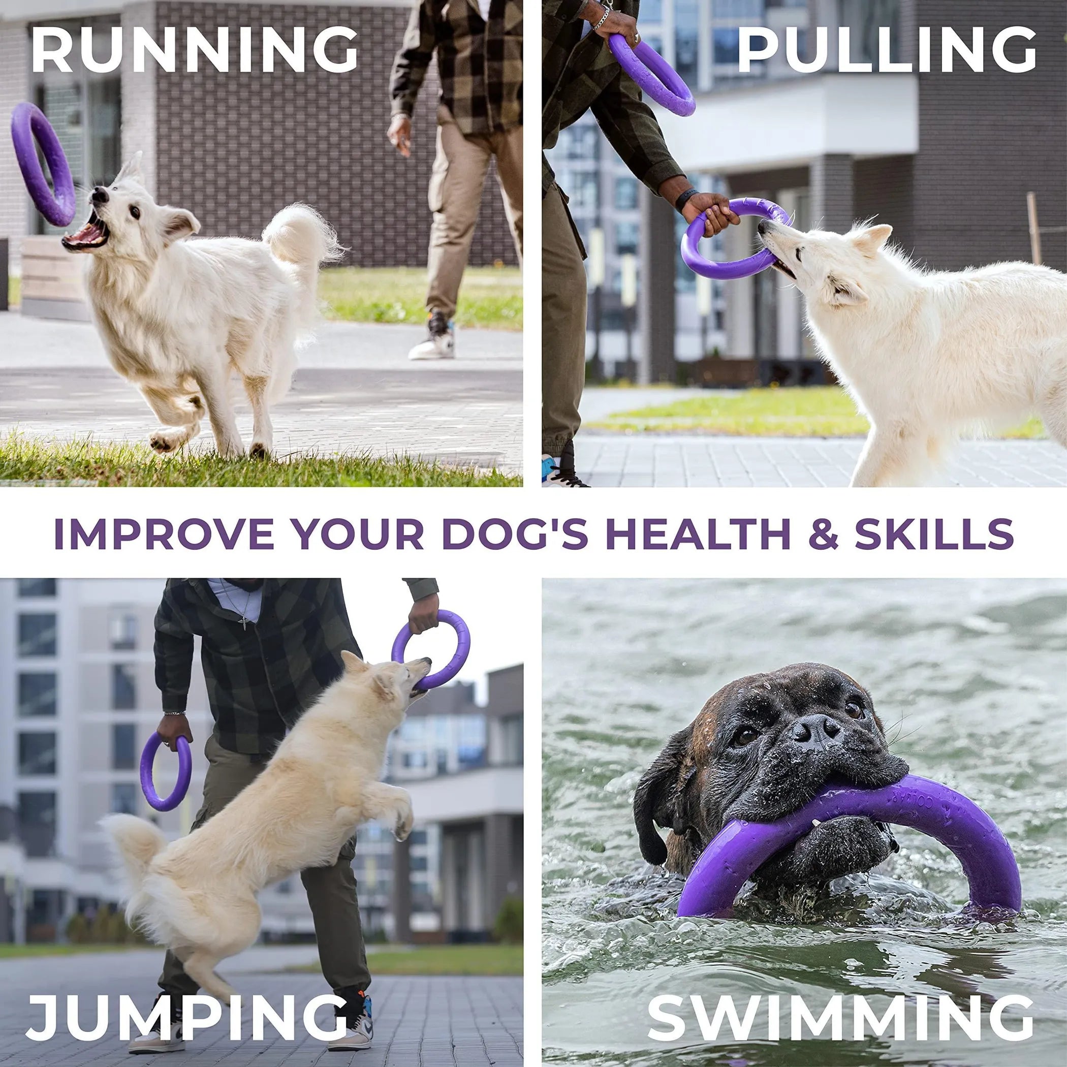 Puller Outdoor Dog Ring Toys STANDARD TWO RingsDog Fetch Toy Tug of War Dog Toy for Small Medium Large Dogs Dog Ball & Soft Dog Frisbee Alt Outside Do