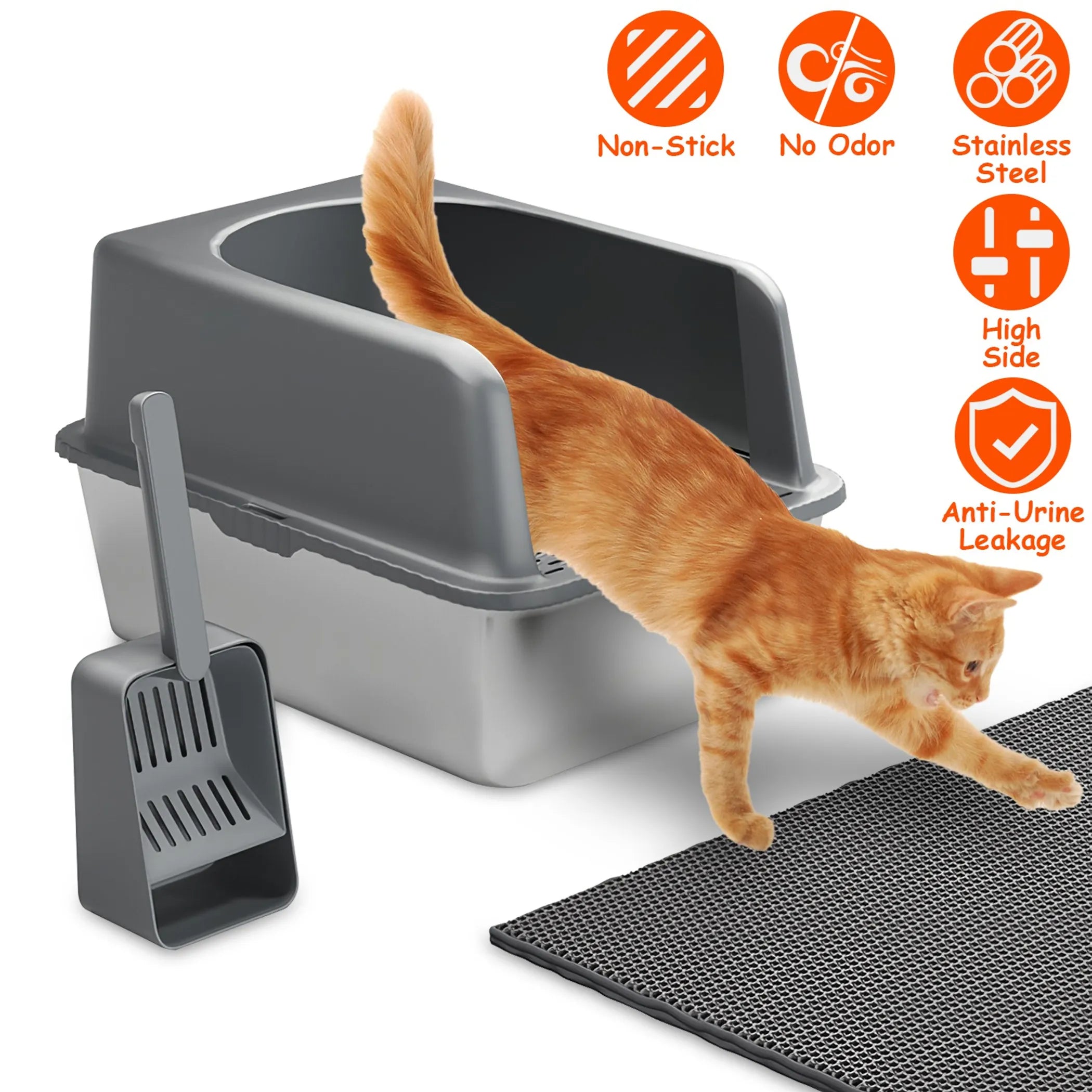Enclosed Stainless Steel Cat Litter Box