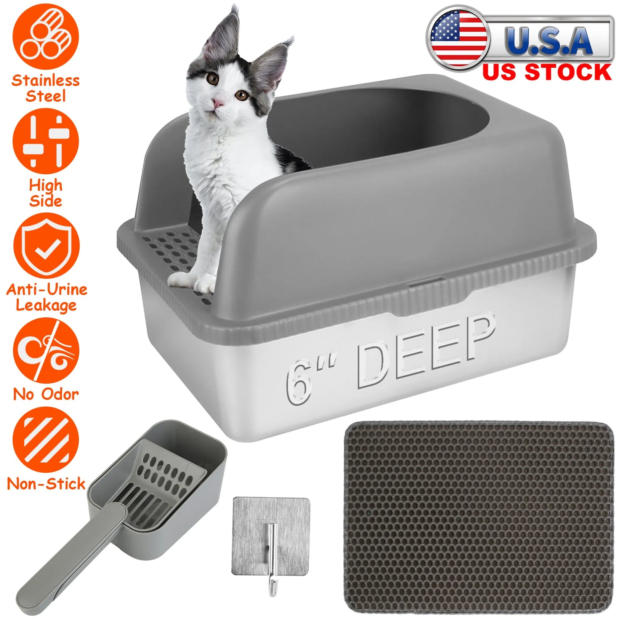 Enclosed Stainless Steel Cat Litter Box