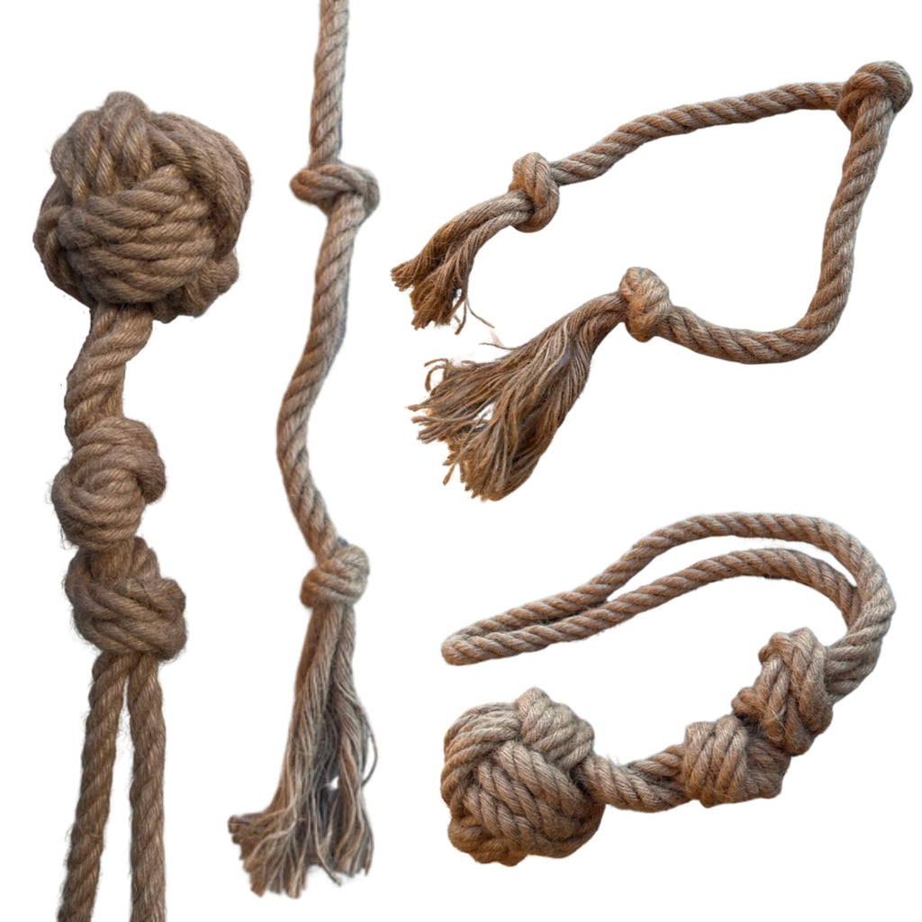 Pure Natural Hemp Rope Dog Toys -Set of 2