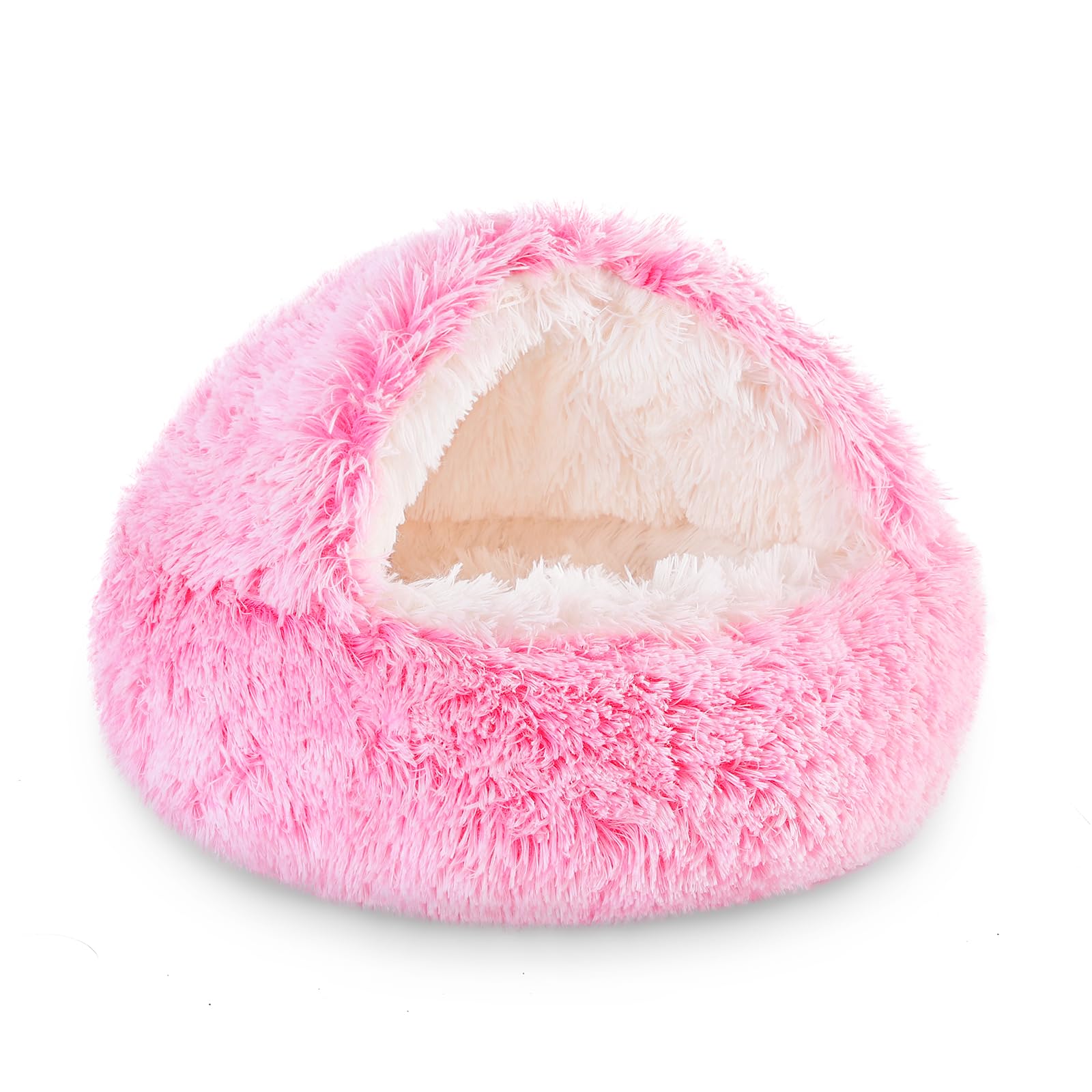 Dog Bed Round Hooded Plush