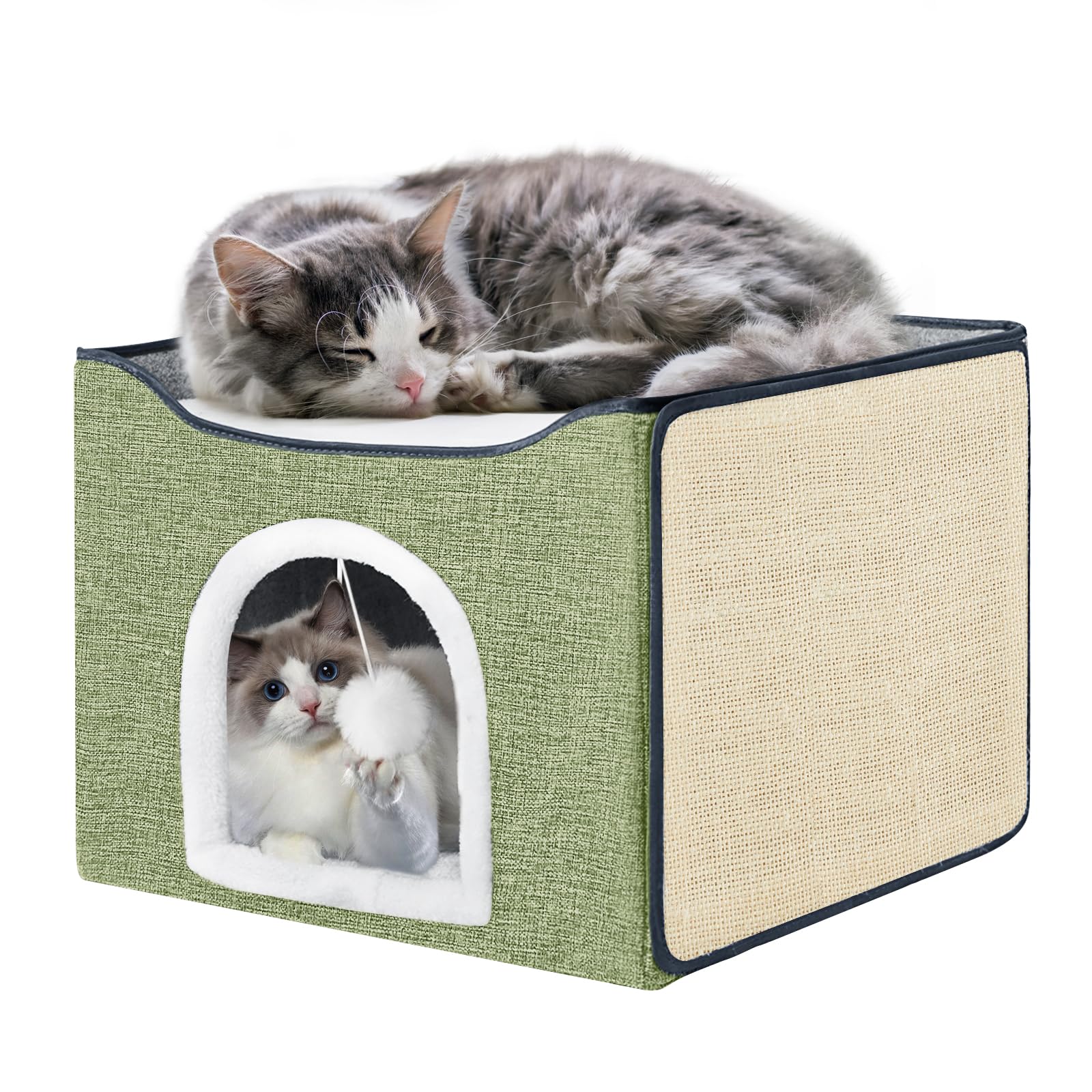 Cat Bed for Indoor Cats with Large Replaceable Scratch Pad