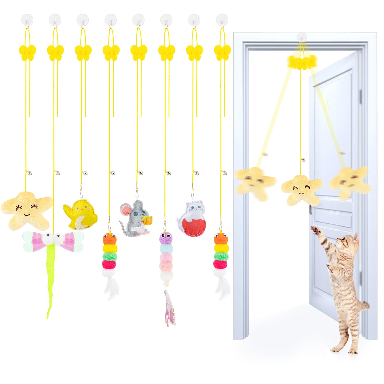8PC Interactive Cat Toy Cat Feather Toy