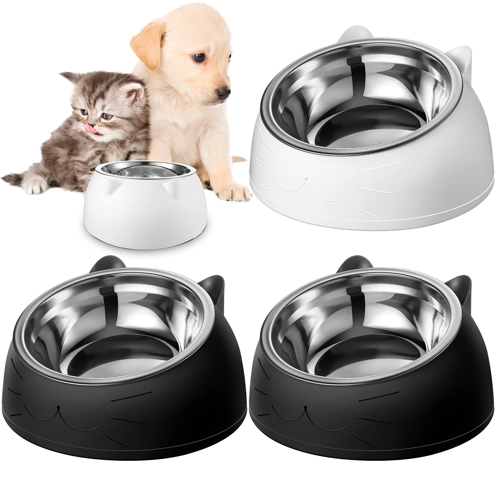 4 Pcs Stainless Steel feeding and water Bowls
