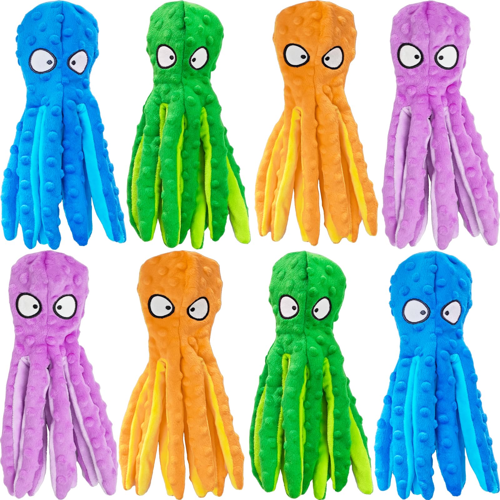 8 Pack Squeaky Dog Toys Octopus Plush