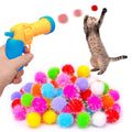 80pcs Glitter Pom-Poms Cat Ball Toy with 1 Launcher