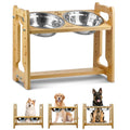 Elevated Dog Bowls Adjustable Raised Bamboo