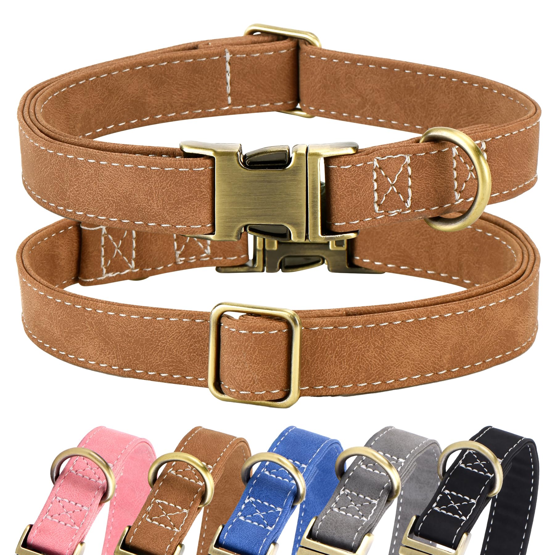 Soft Leather Dog Collar Adjustable