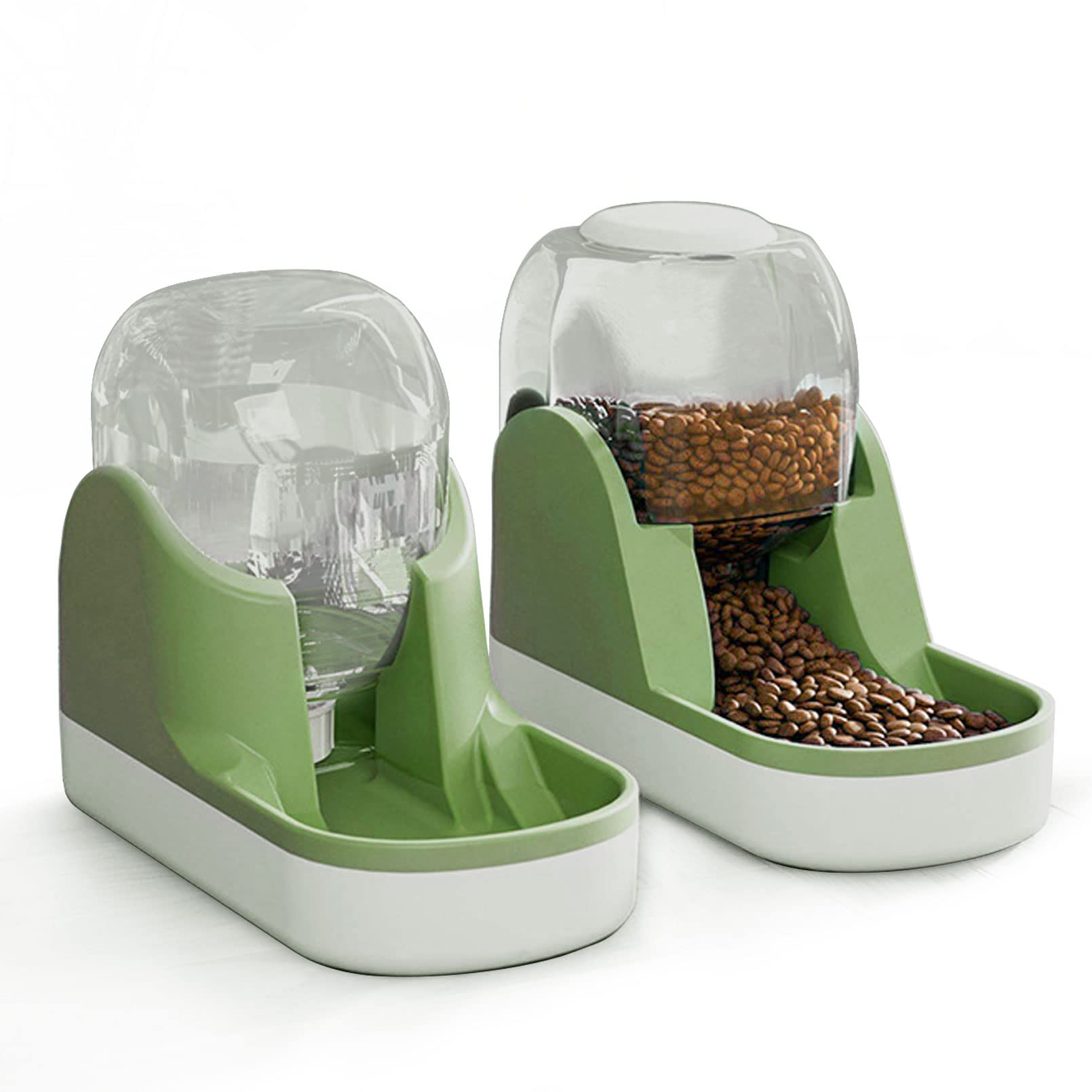 Automatic Dog Feeder and Water Dispenser Set 1 Gallon（Green）