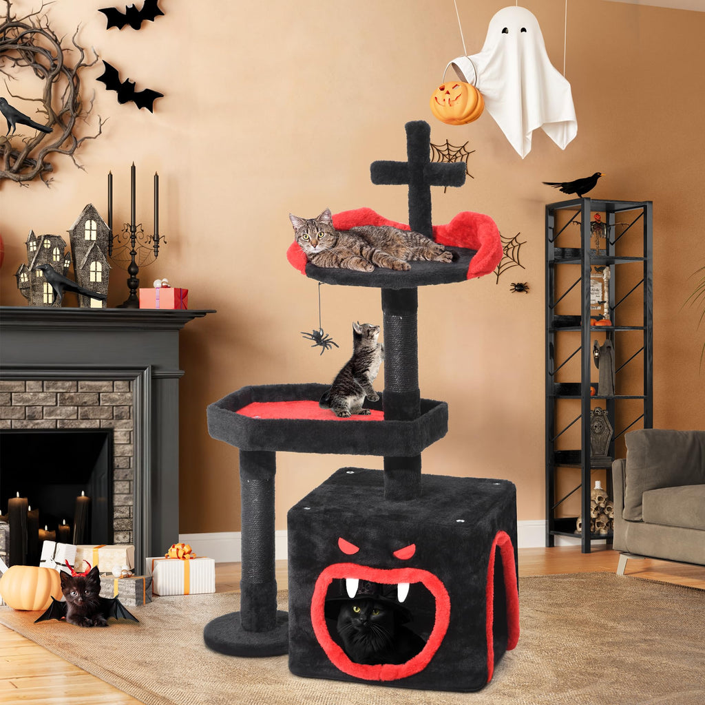 Gothic Cat Tree with Coffin Bed