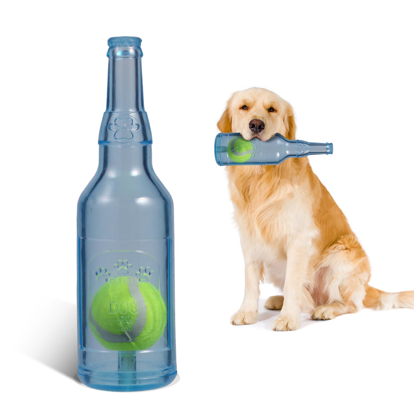 Metionc Dog Toys for Aggressive Chewers Rubber Bottle(Blue S)