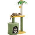 Coconut Palm Cat Tree with Green Leaves Cat Scratching Post